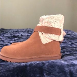 Ugg Cambridge 8 Brown Lined Knit Boot Buckle 39